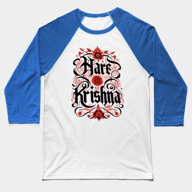 Red & Black Hare Krishna Baseball T-Shirt by Total 8 Yoga